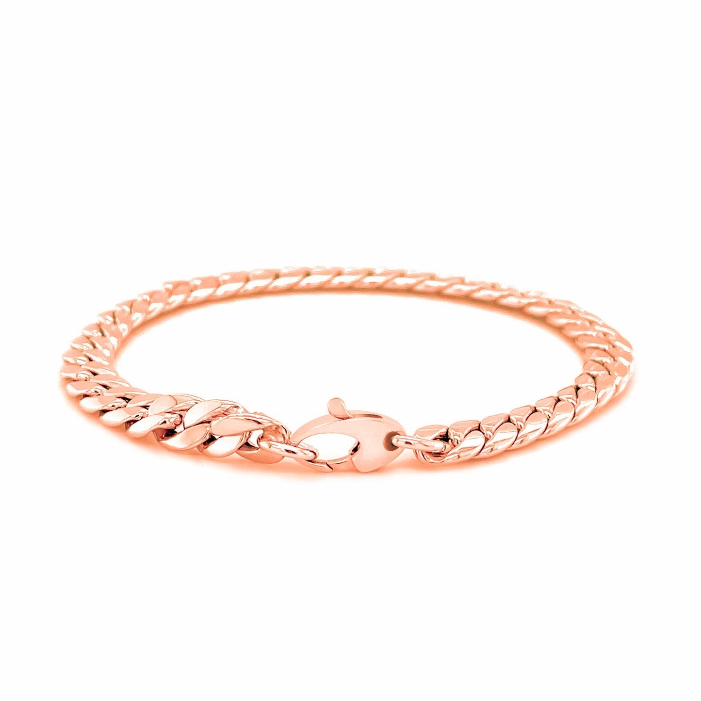 Pulsera eslabones cubanos de oro rosa de 14K