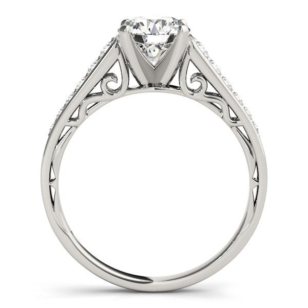 Anillo de Compromiso con Diamantes en Diseño Catedral de Oro Blanco de 14k (1 1/4 TCW)