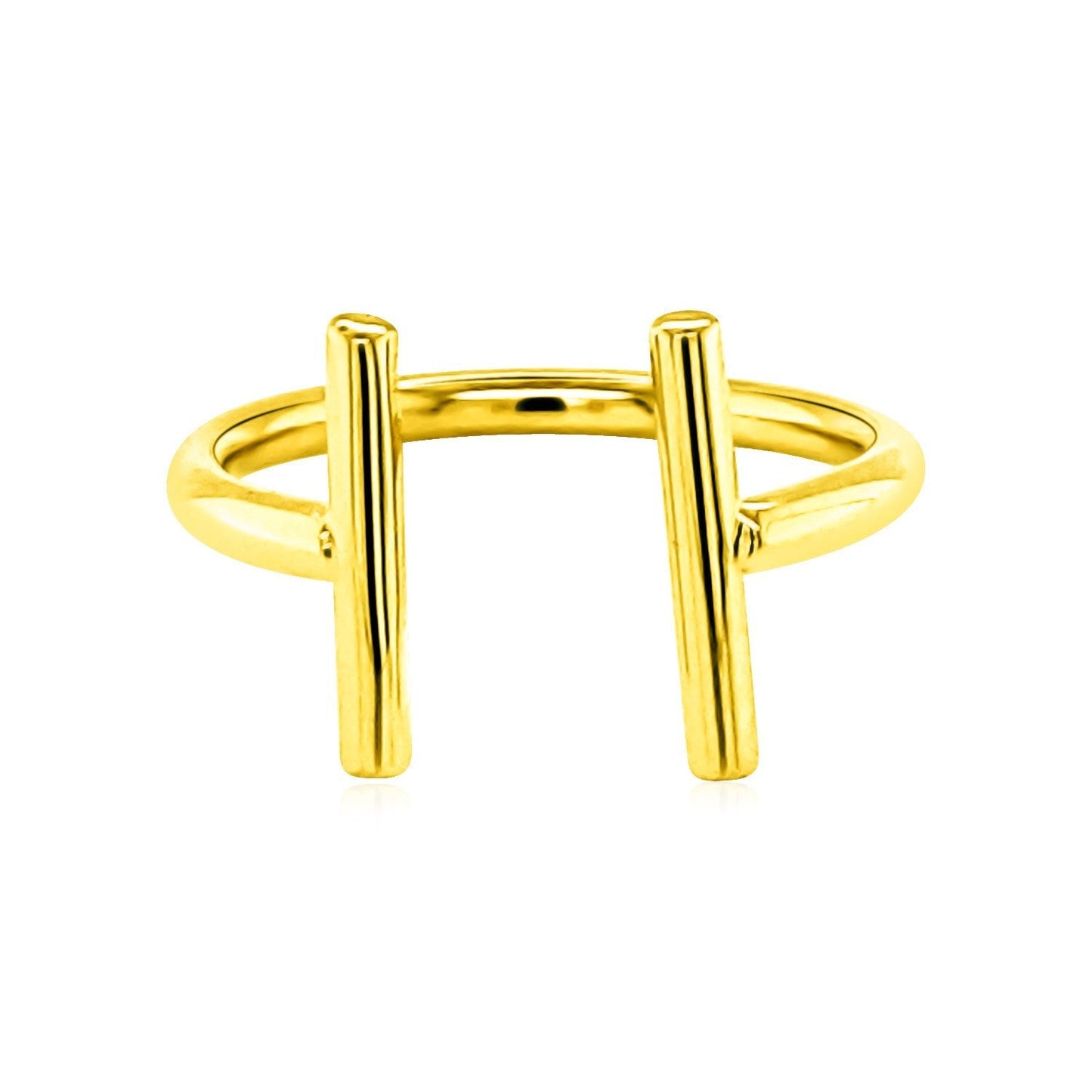 Anillo abierto de oro amarillo de 14k con barras