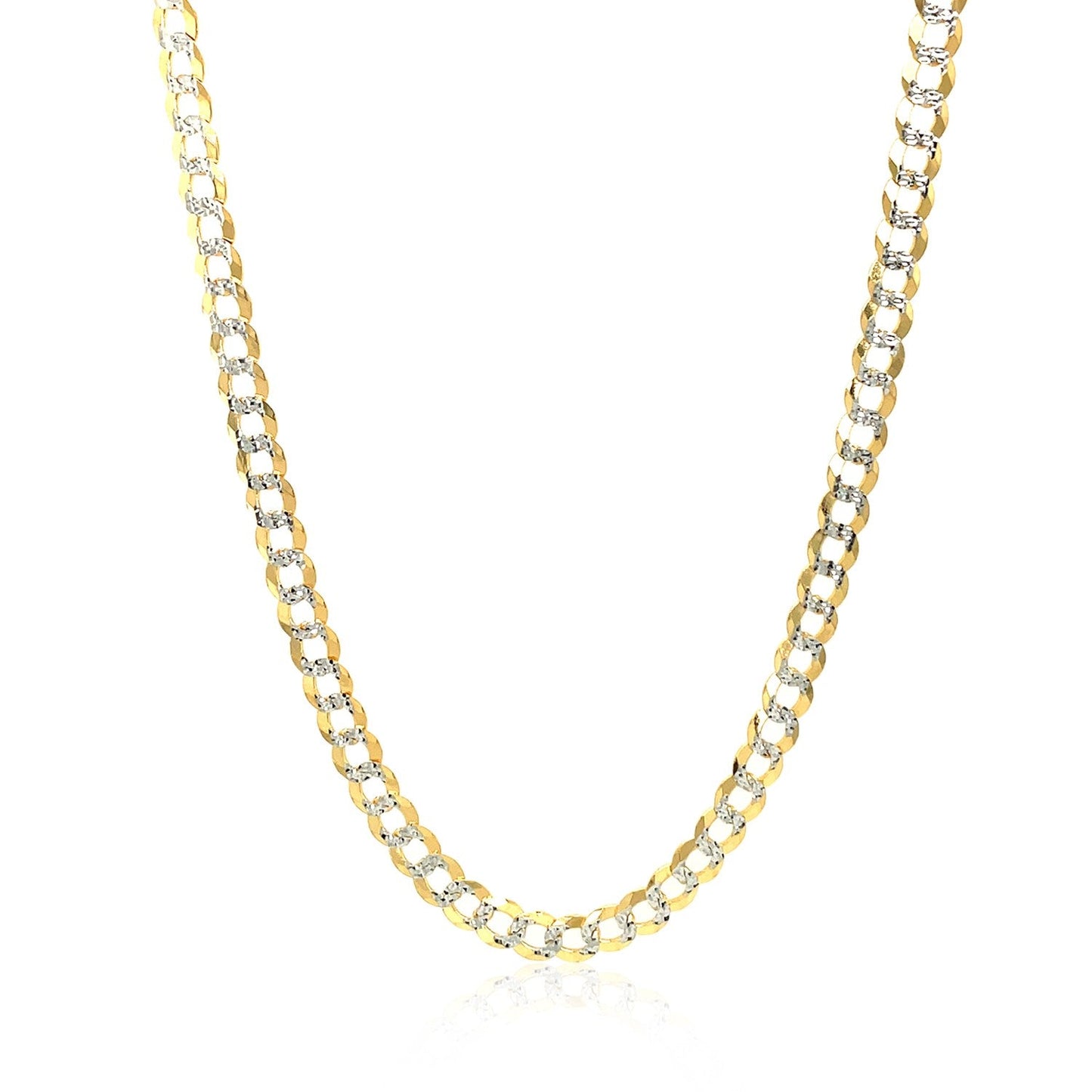 Cadena de eslabones cubanos pavé de oro de dos tonos de 14k y 3.6 mm