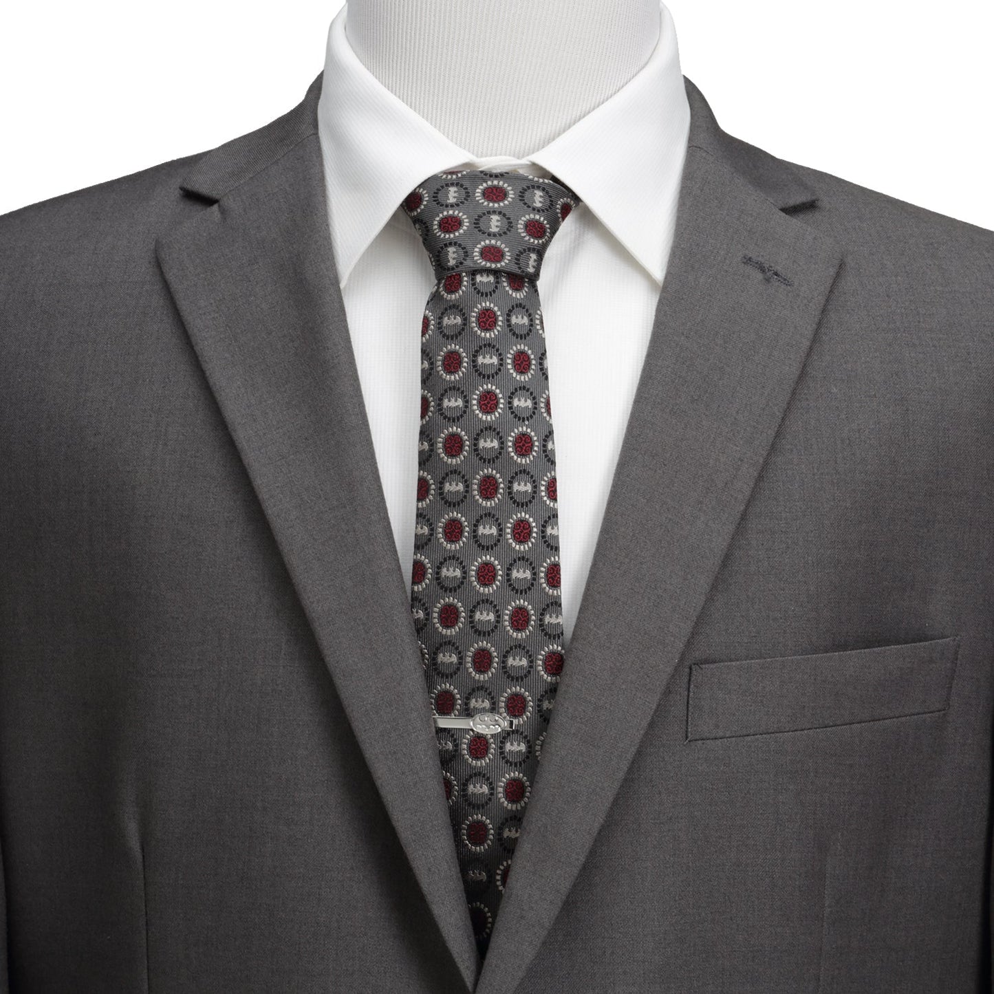 DC Batman Medallion Symbol Charcoal Silk Men's Tie - My Men's Shop