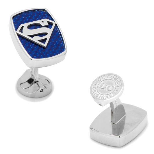 DC Superman Stainless Steel Carbon Fiber Cufflinks