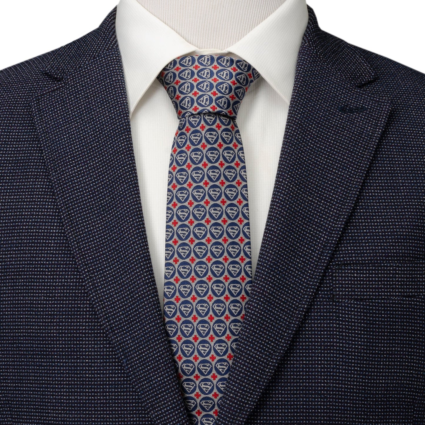 DC Superman Shield Motif Gray Men's Tie