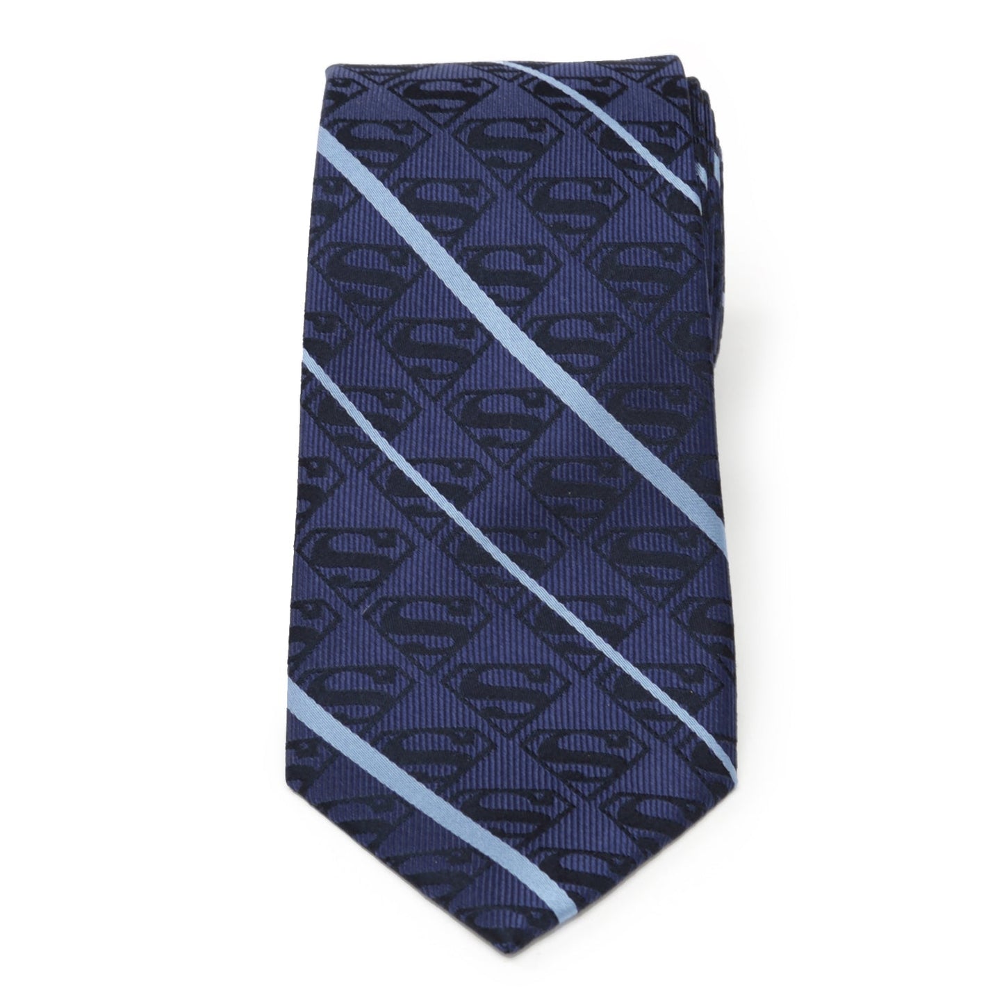DC Superman Stripe Pattern Blue Silk Men's Tie