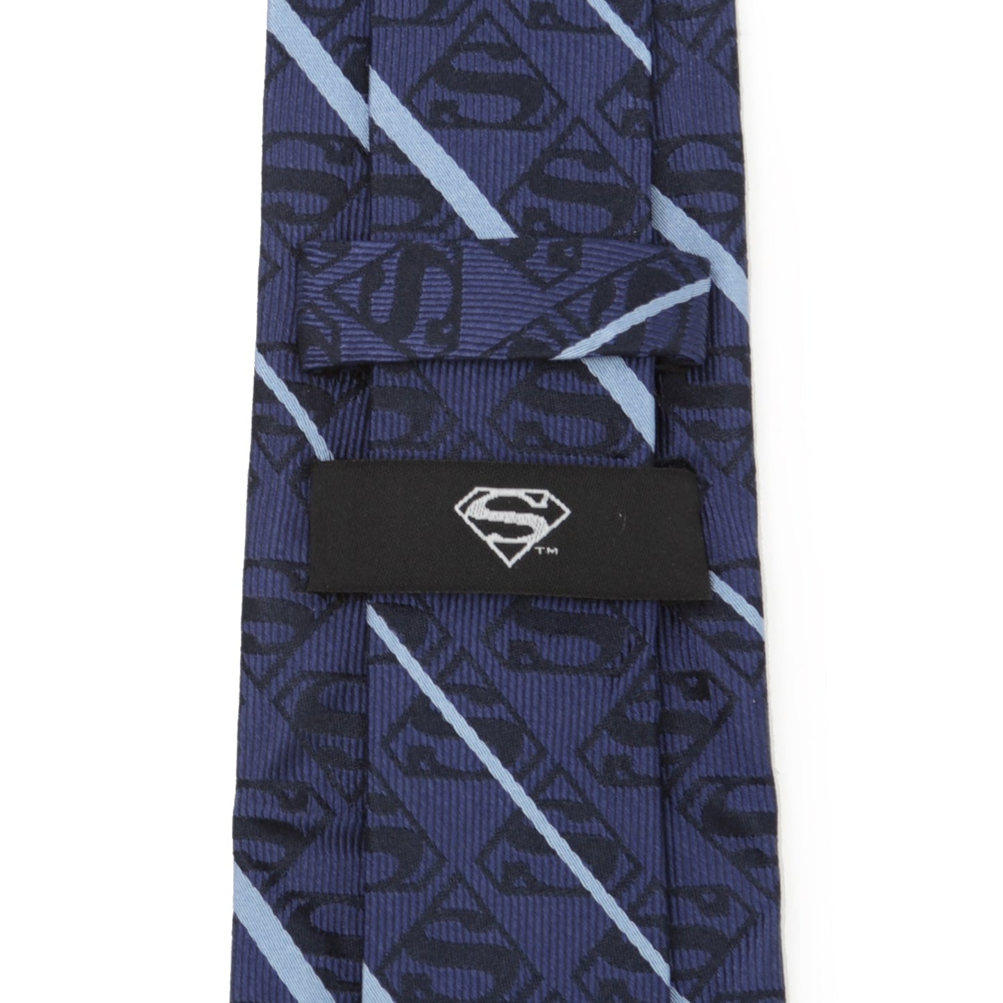 DC Superman Stripe Pattern Blue Silk Men's Tie
