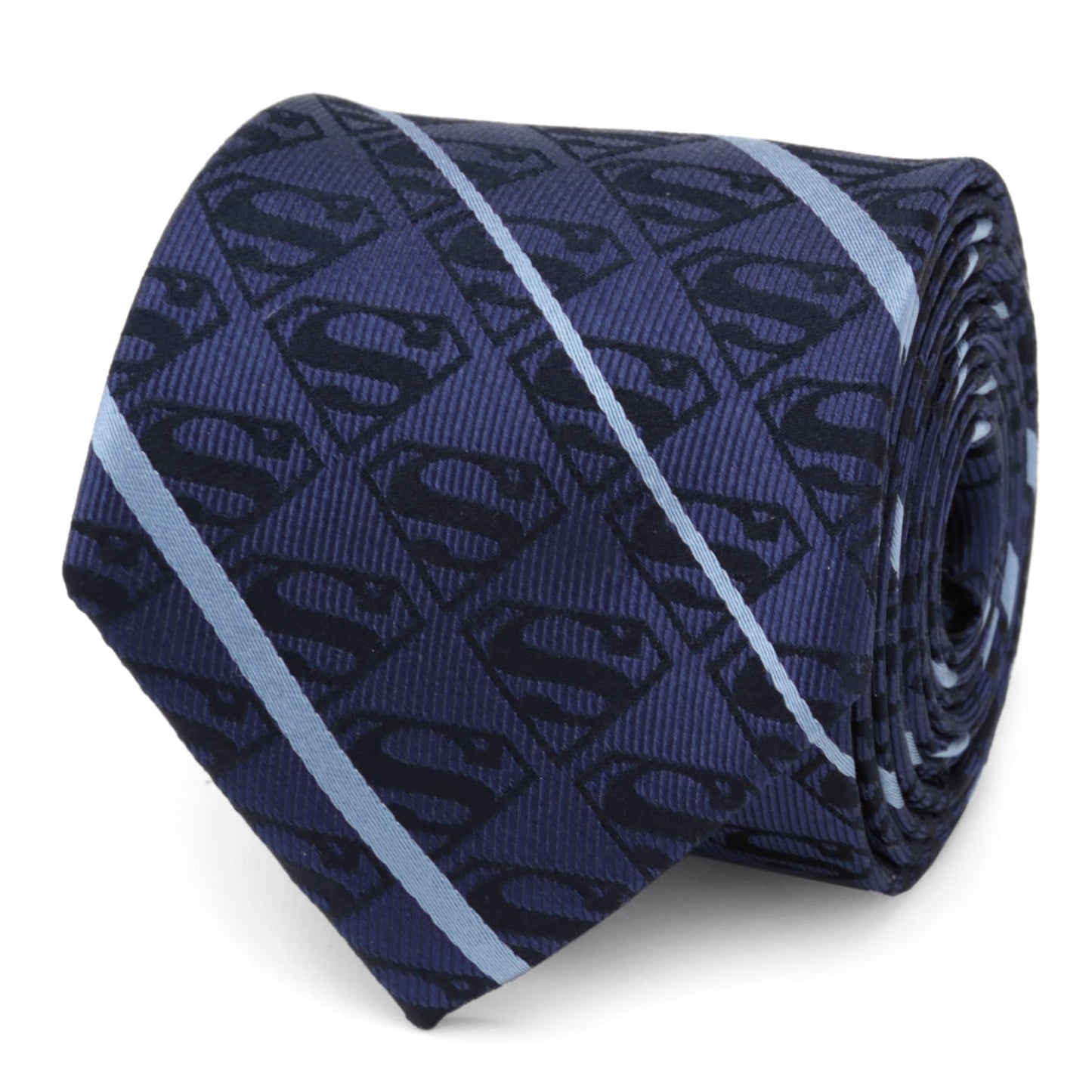 DC Superman Stripe Pattern Blue Silk Men's Tie
