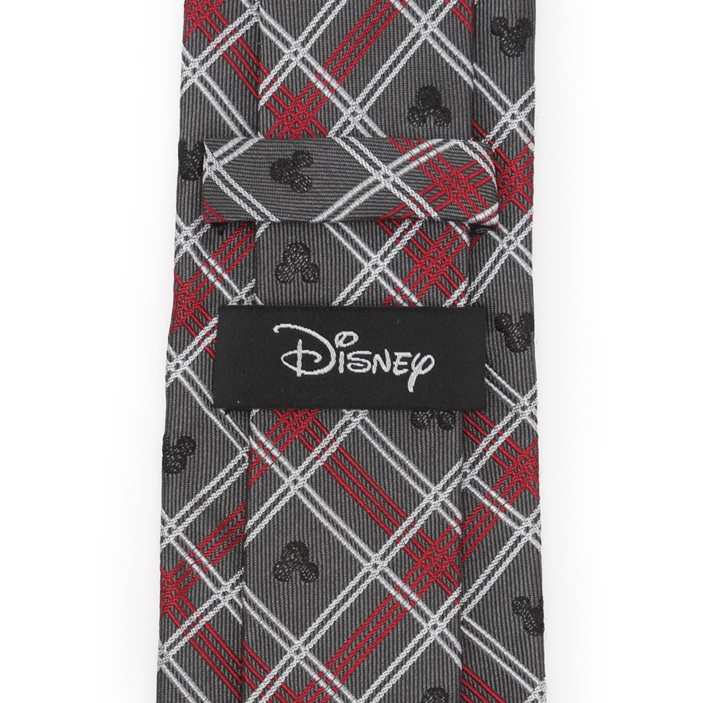 Disney Mickey Mouse Holiday Gray Plaid Silk Men's Tie