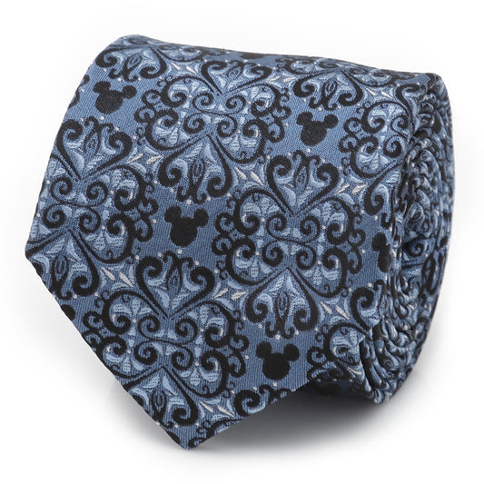 Disney Mickey Mouse Damask Tile Blue Men's Tie