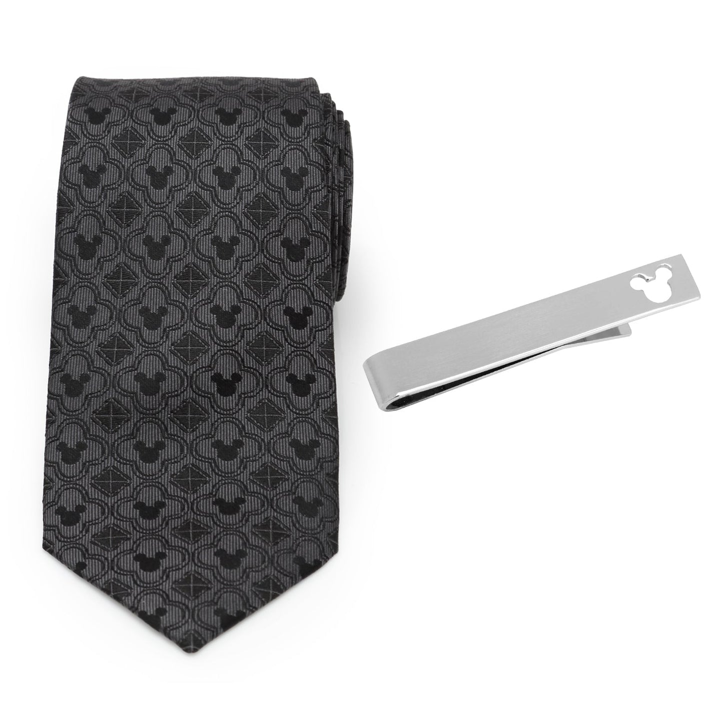 Disney Mickey Mouse Black Necktie and Tie Bar Gift Set
