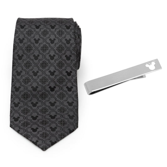 Disney Mickey Mouse Black Necktie and Tie Bar Gift Set