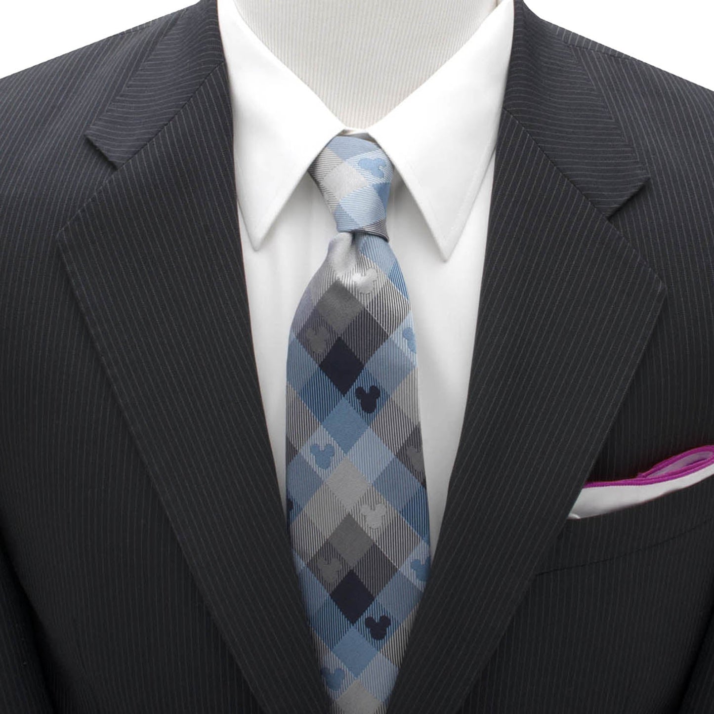 Disney Mickey Mouse Blue Plaid Mens Tie