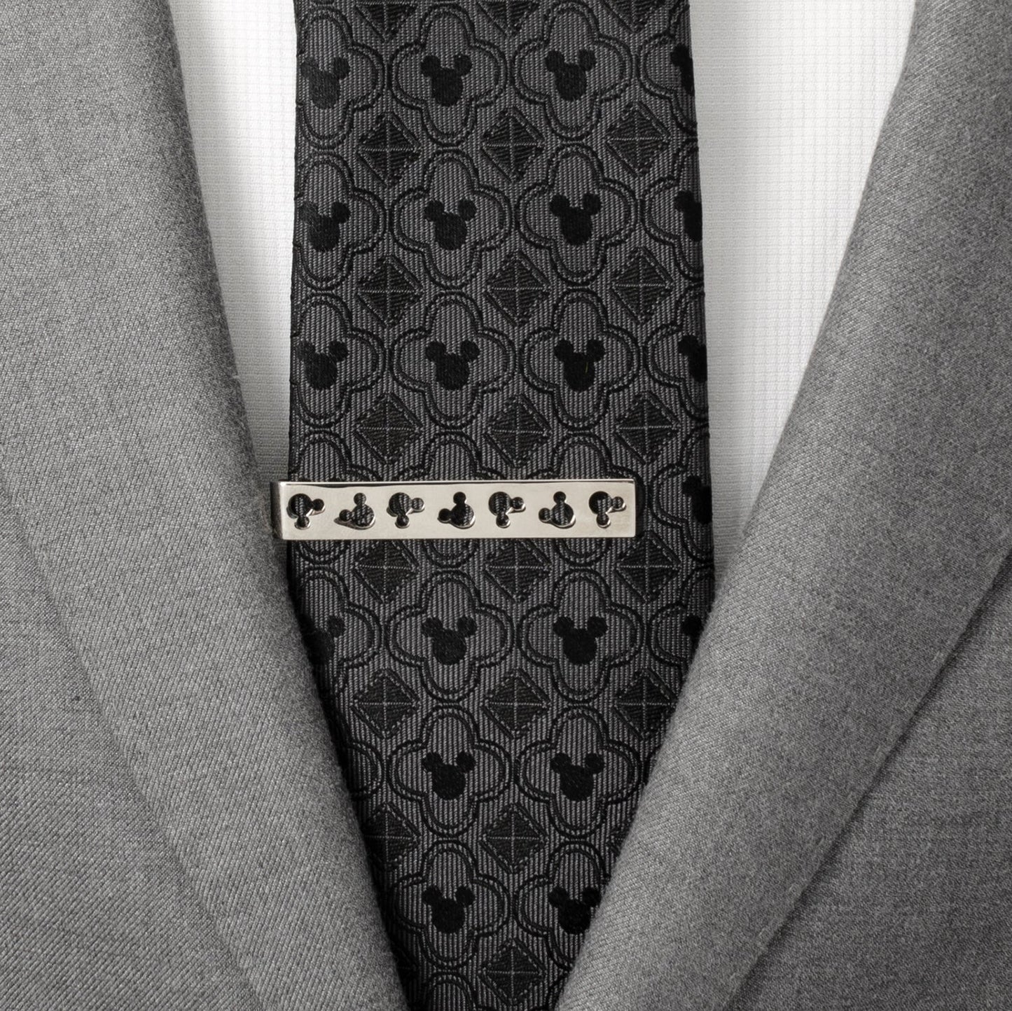 Disney Mickey Mouse Silhouette Cutout Silver Tie Bar