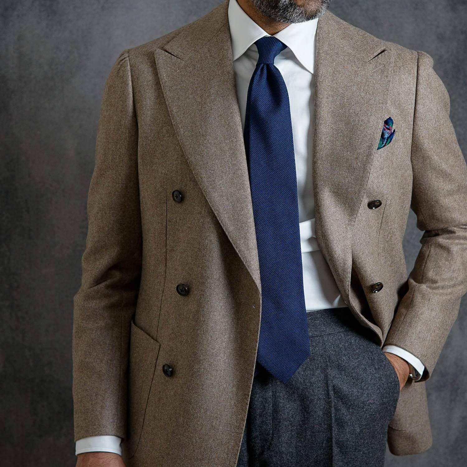 Marino - Navy Blue Silk Grenadine Tie - My Men's Shop