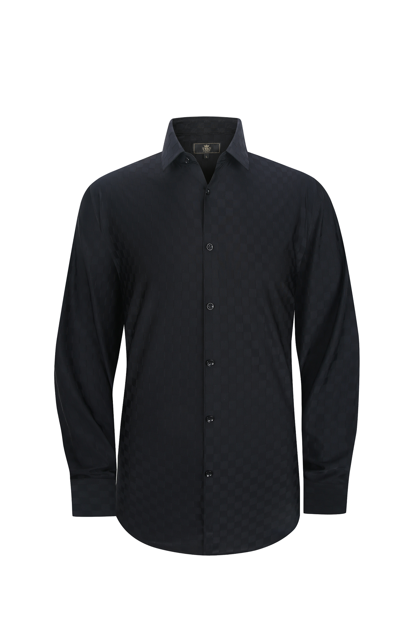Gridline Stretch LS Shirt BLACK - My Men's Shop