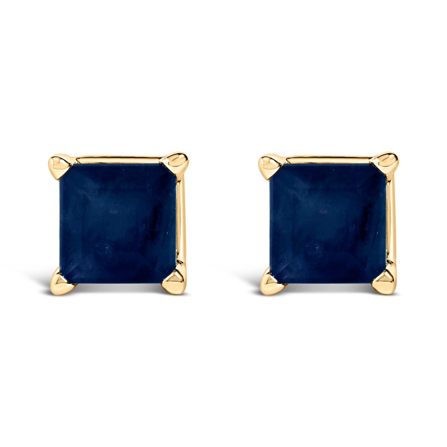 Pendientes de oro blanco de 14 quilates con amatista morada de corte princesa de 5x5 mm