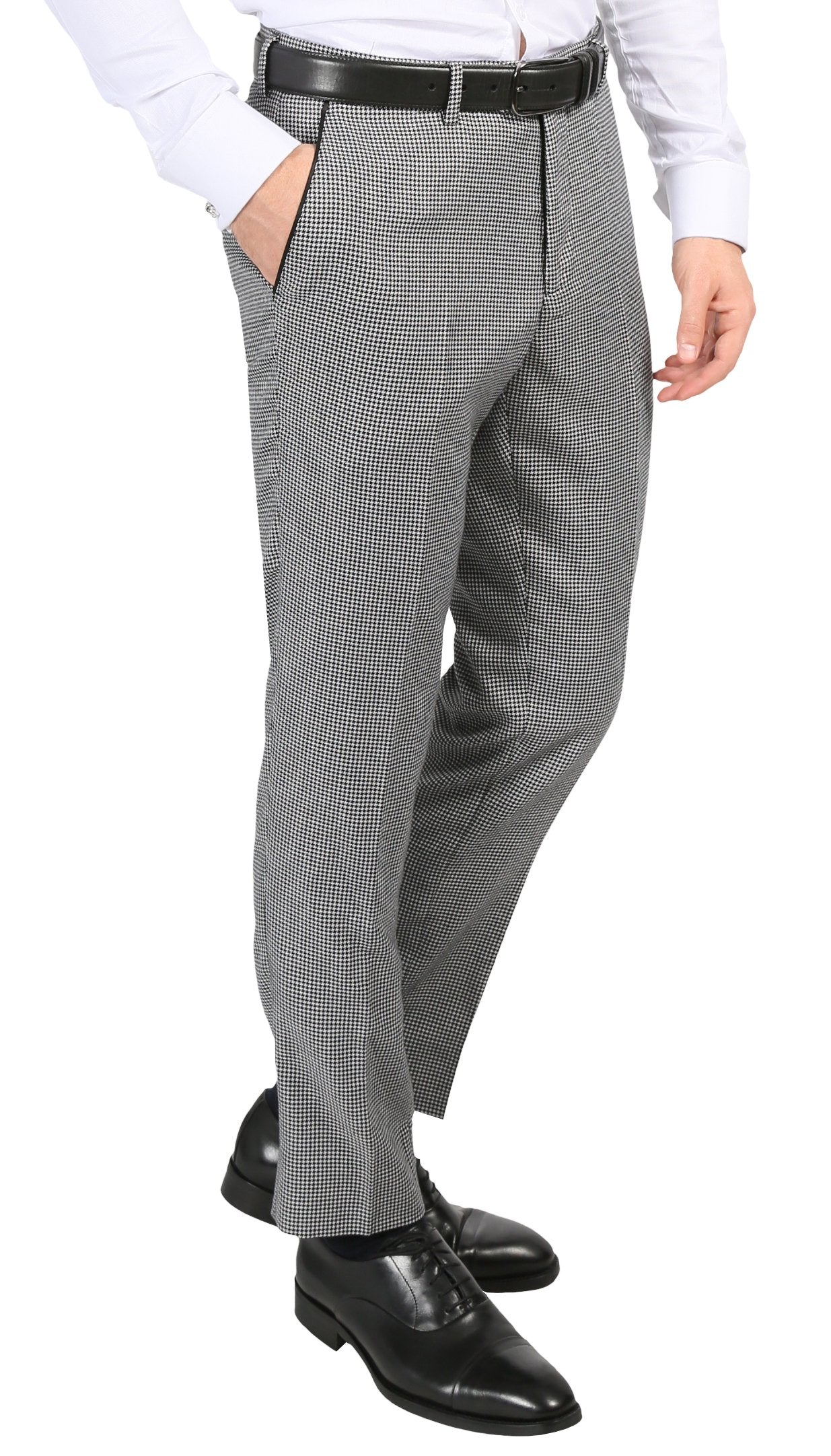 Men's Hilton Skinny Slim Fit Houndstooth Shawl Lapel 2pc Tuxedo