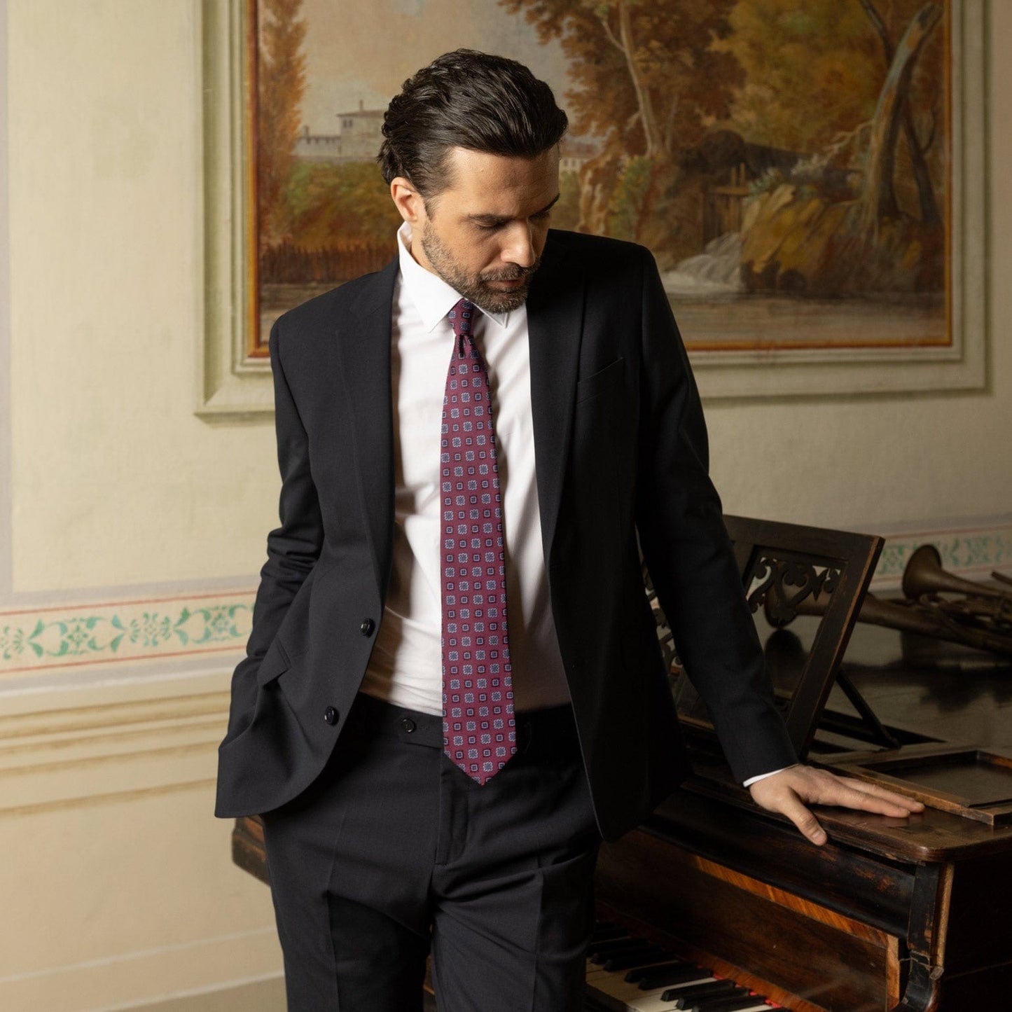 Trento - Silk Jacquard Tie - Raspberry - My Men's Shop