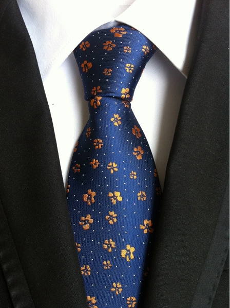 KPT2147 Blue and Gold Floral Polywoven Tie