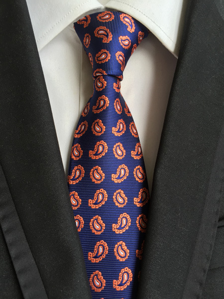 KPT2194 Blue and Orange Paisley PolyWoven Tie