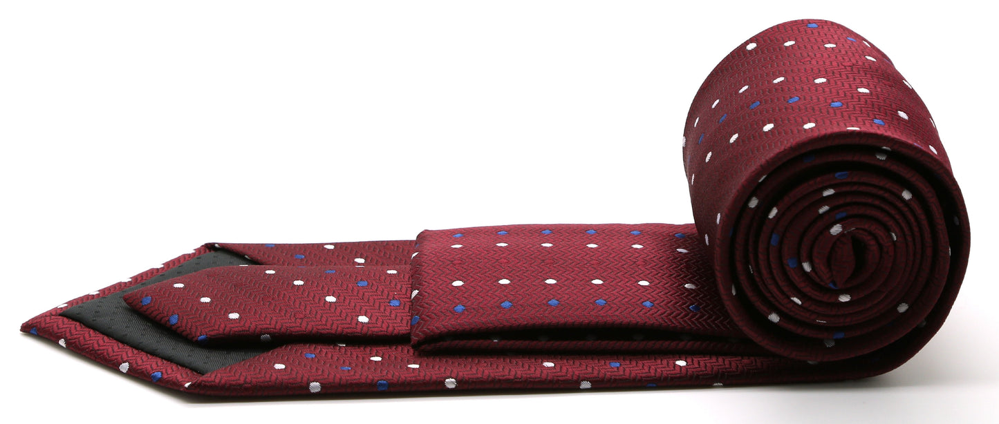 Mens Dads Classic Red Geometric Pattern Business Casual Necktie & Hanky Set LO-5