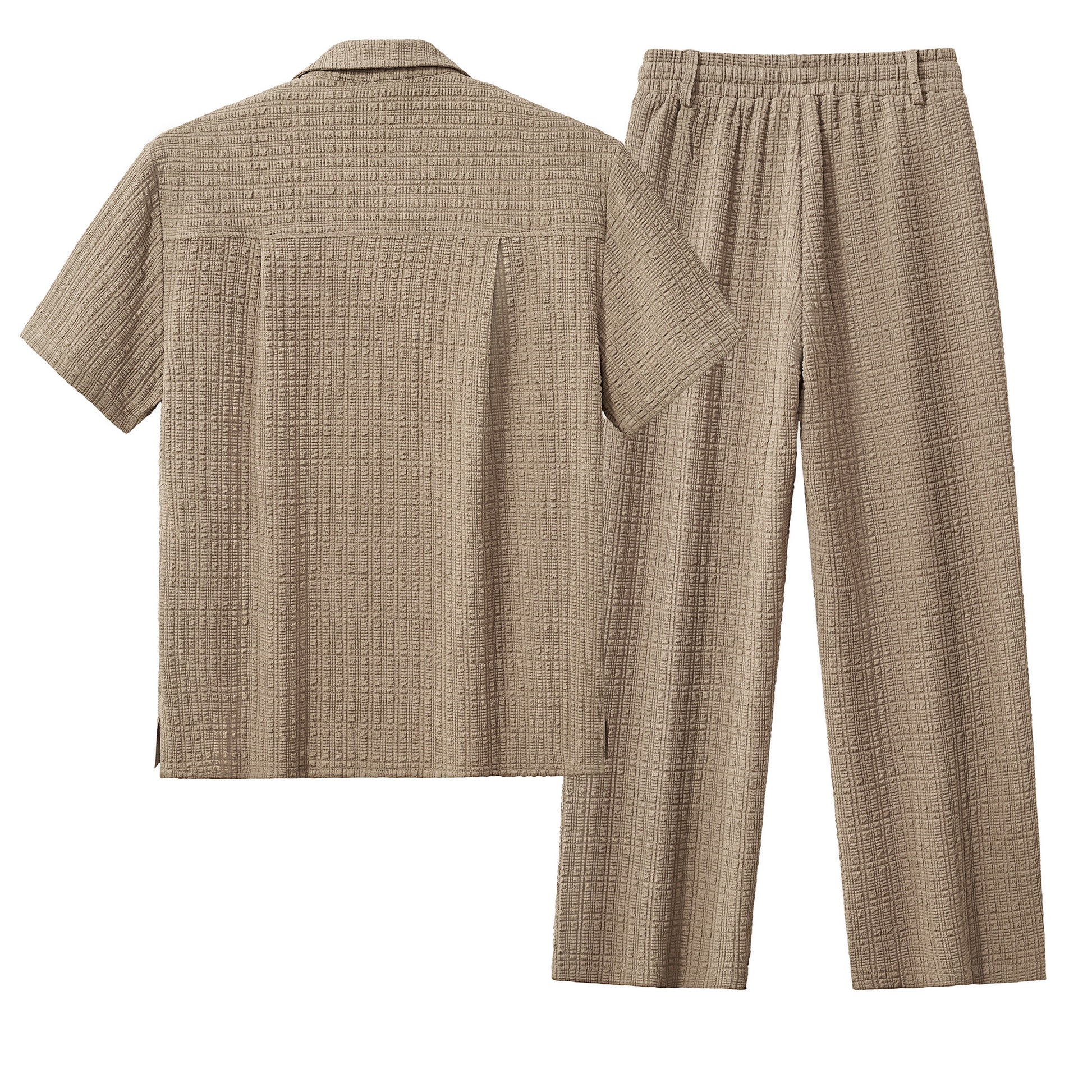 Loft Set – Textured Short Sleeve Shirt & Pant BROWN - My Men's Shop