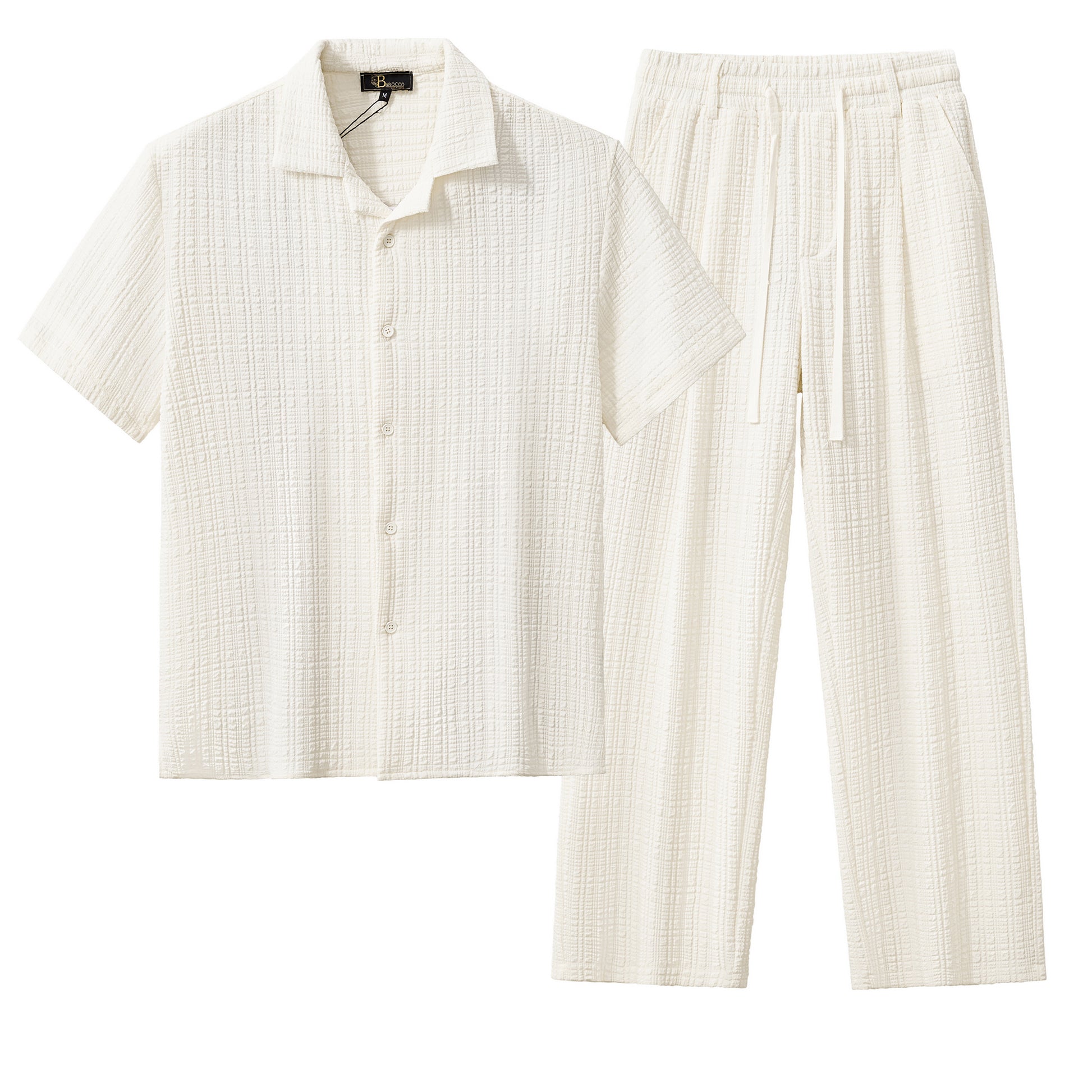 Loft Set – Textured Short Sleeve Shirt & Pant TAUPE - My Men's Shop