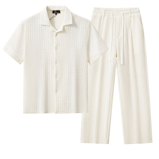 Loft Set – Textured Short Sleeve Shirt & Pant TAUPE - My Men's Shop