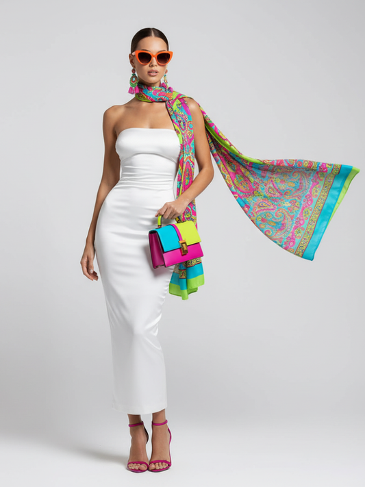 Long Skirt Dress With Asymmetric Style And Slim Fit Design For Women, White, Tribeca, BYMANYC New York. - My Men's Shop
