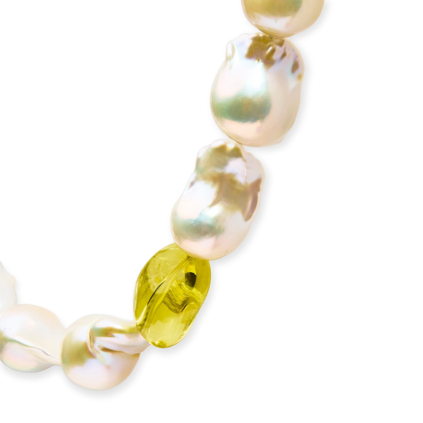 Collar de hilo de 18 pulgadas de citrino, amatista y perla barroca en oro amarillo de 14 quilates