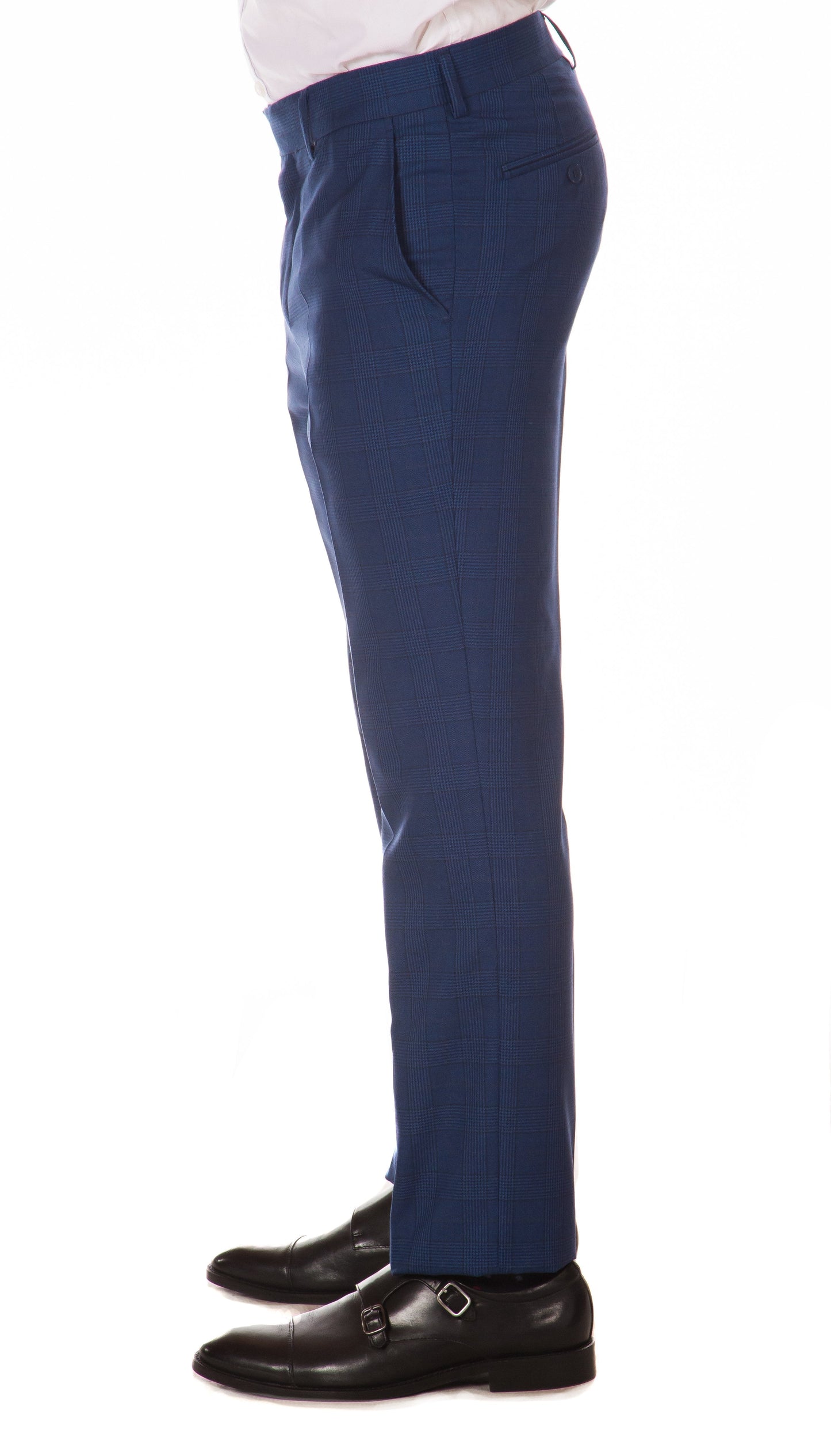 Morgan Men's Slim Fit Blue Plaid 2-Piece Suit