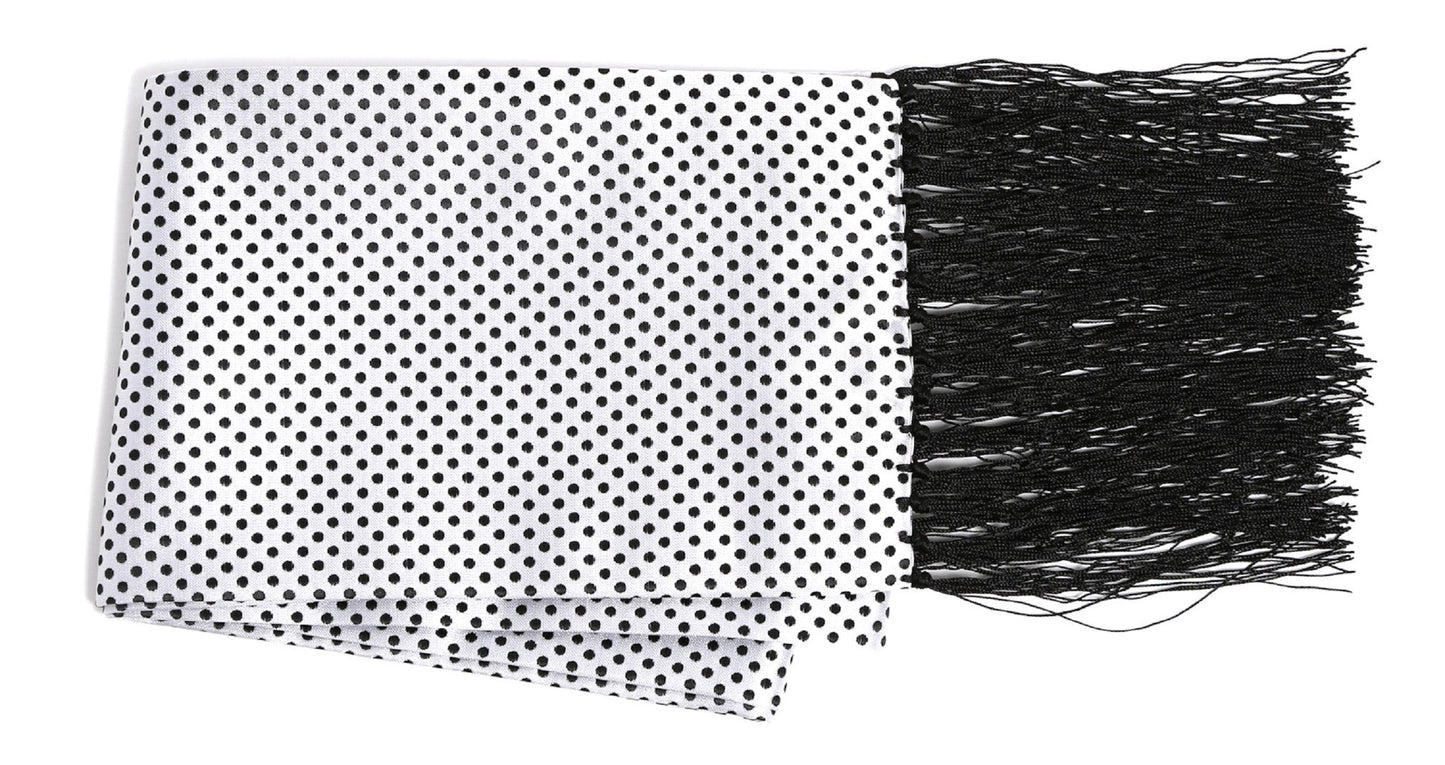 Premium Men's Polka Dot Formal Evening Scarf - White & Black