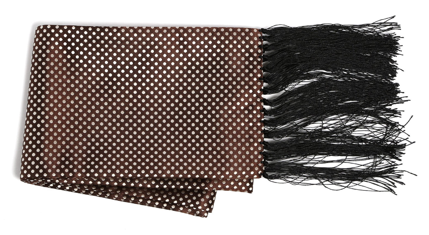 Premium Men's Polka Dot Formal Evening Scarf - Brown & White