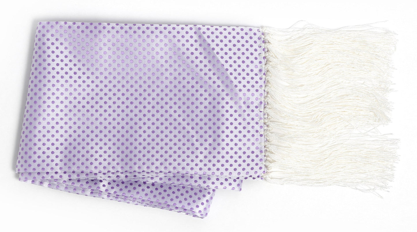 Premium Men's Polka Dot Formal Evening Scarf - Lavender & White