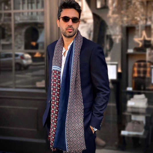 Zagato - Wool Scarf - Burgundy & Blue - My Men's Shop