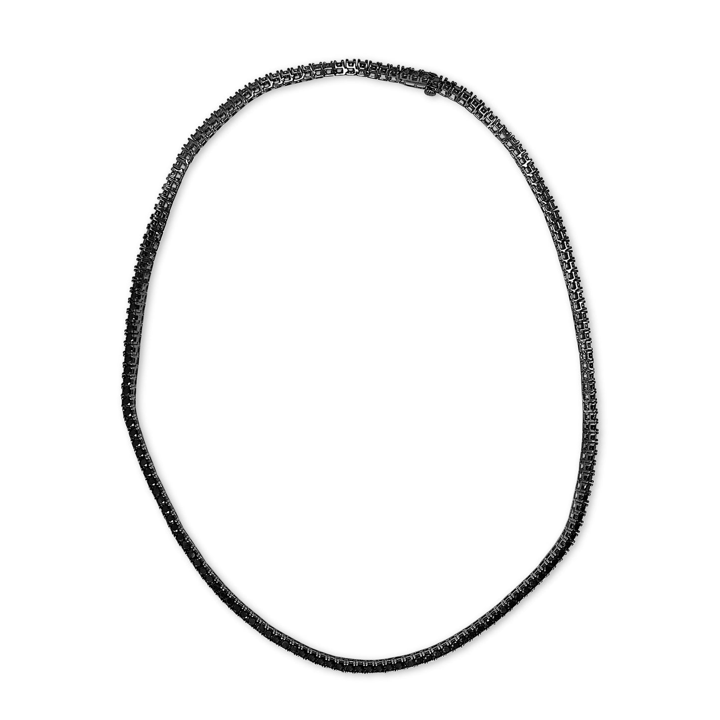 Collar de tenis de ónix negro de plata de ley para hombre