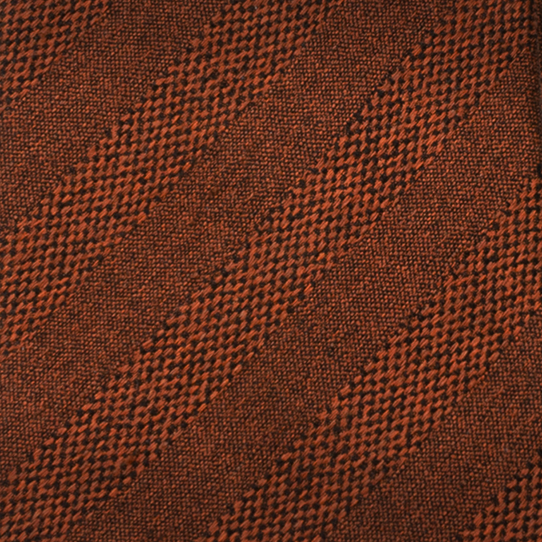 Corbata de lino para hombre con rayas de tweed color siena quemado