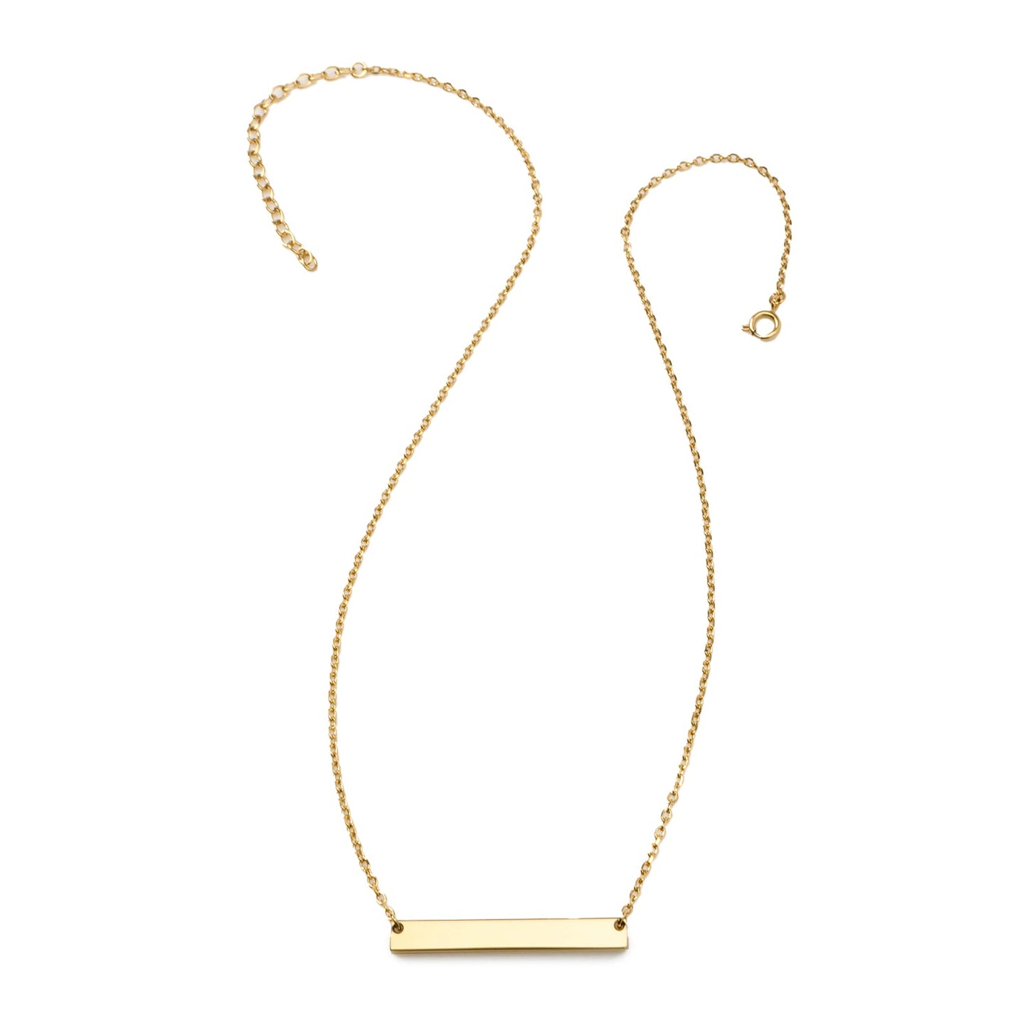 Stainless Steel Gold Engravable Bar Pendant Women's Necklace
