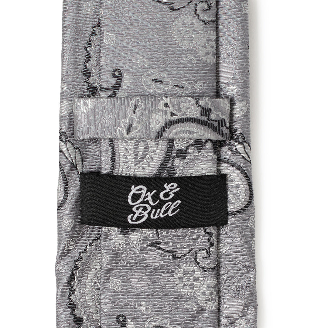 Corbata de hombre con diseño de cachemir gris