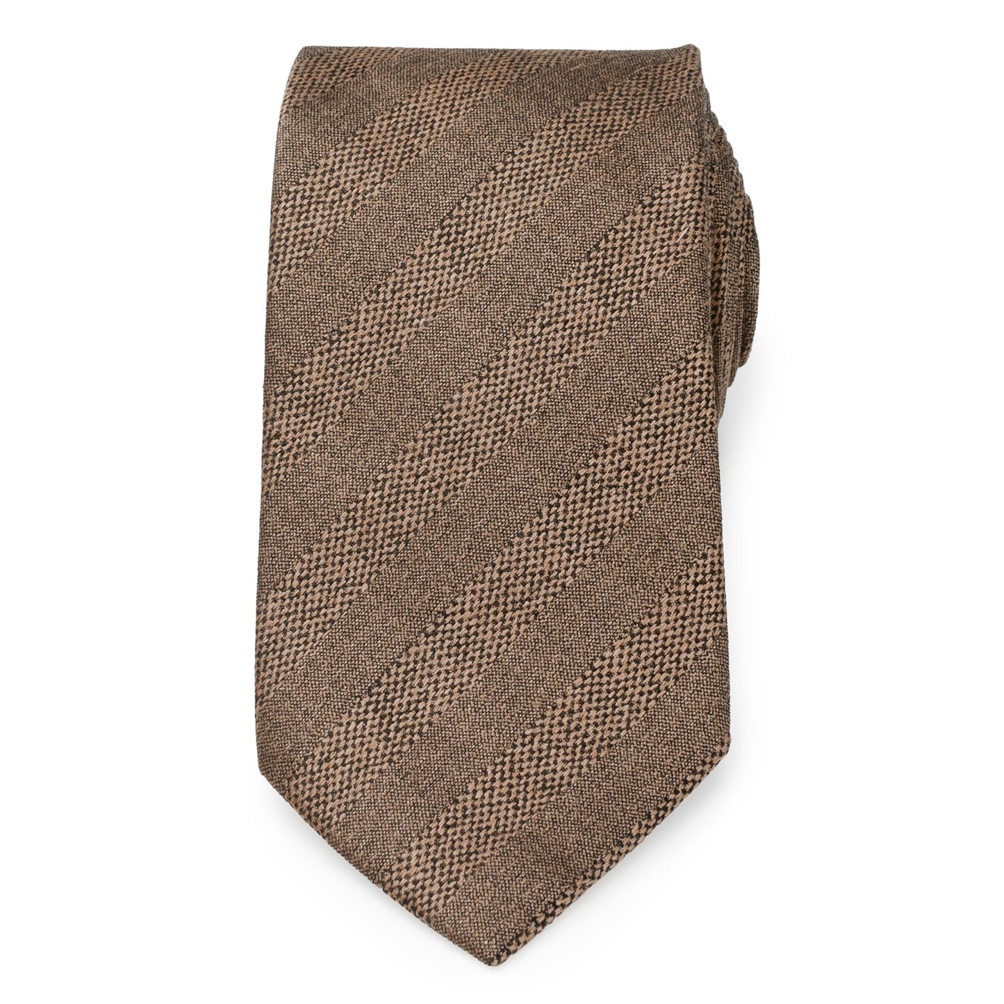 Corbata de lino a rayas color canela para hombre