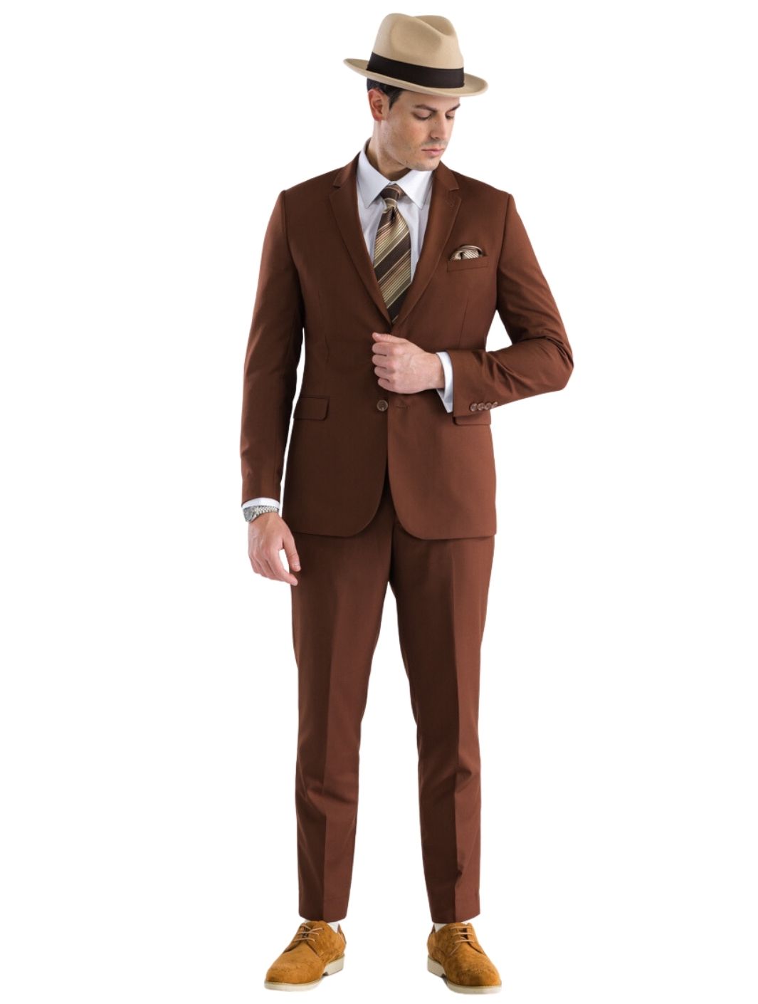 Mens 2 Button Dark Chocolate Brown 2 pcs suit ( Slim )