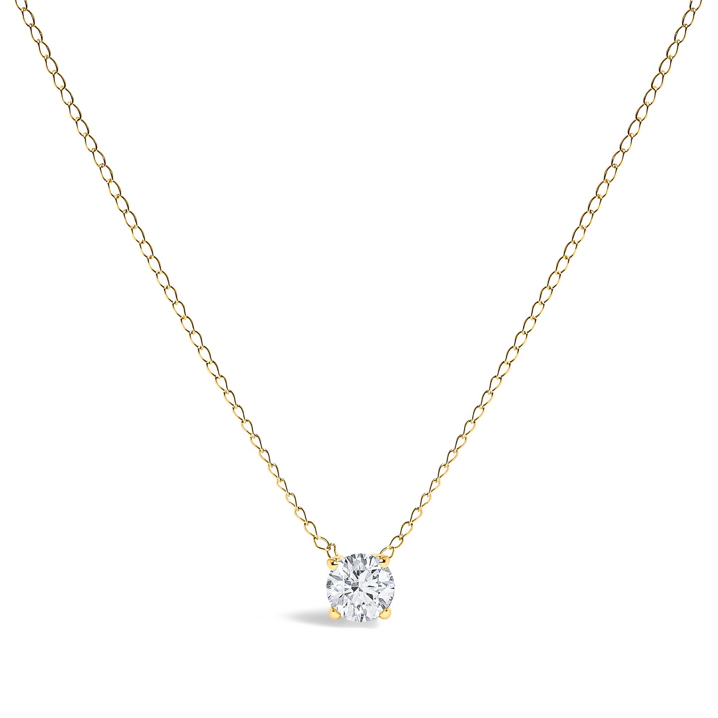 Collar de oro blanco de 14K con colgante solitario flotante de diamante cultivado en laboratorio de 1/2 quilate, 18 pulgadas