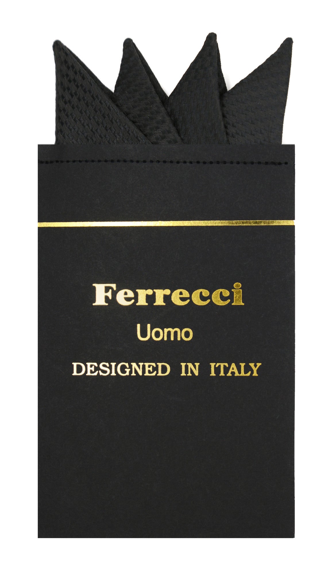 Pre-Folded Microfiber Black Black Geometric Handkerchief Pocket Square