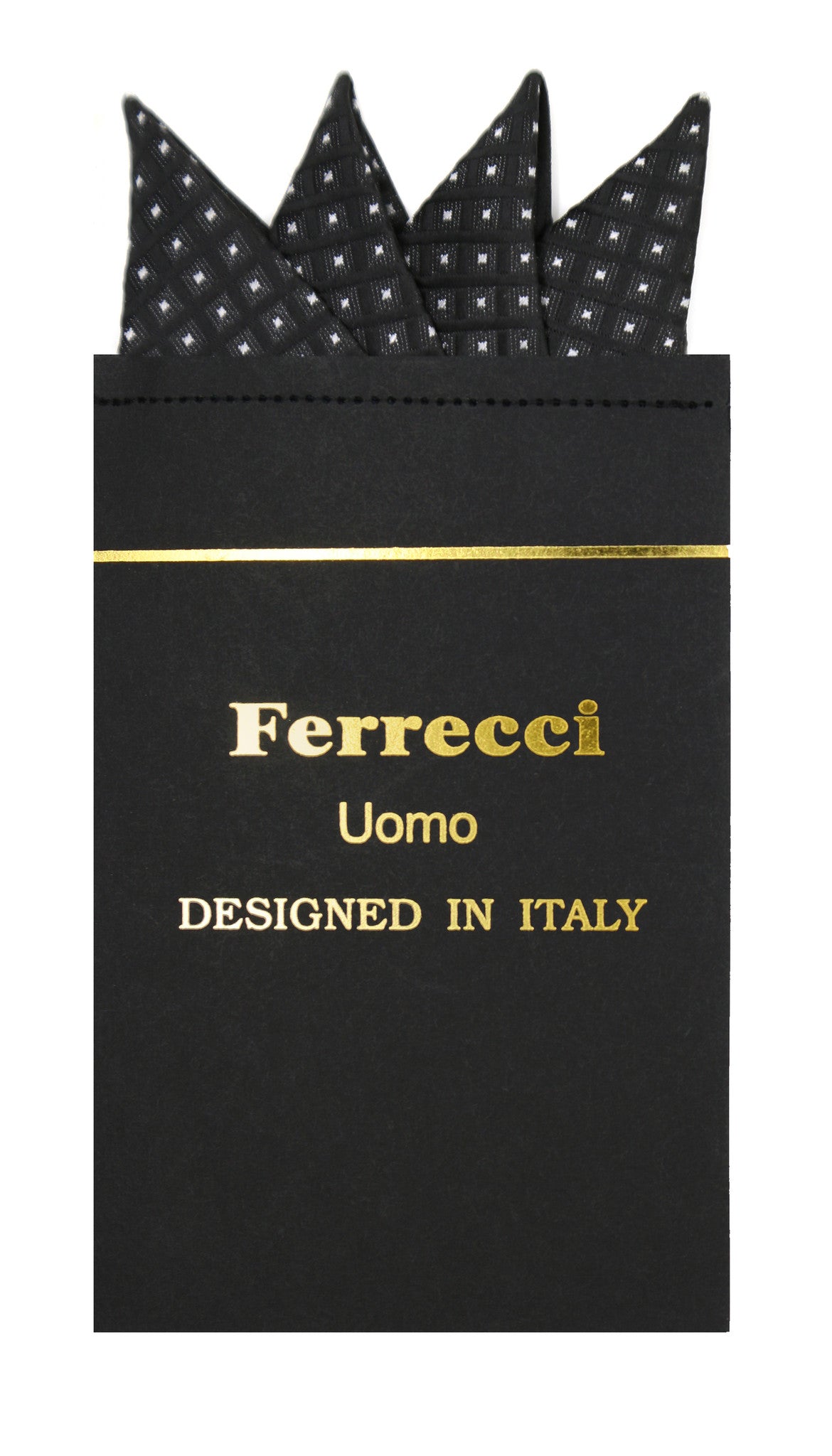 Pre-Folded Microfiber Black White Geometric Handkerchief Pocket Square
