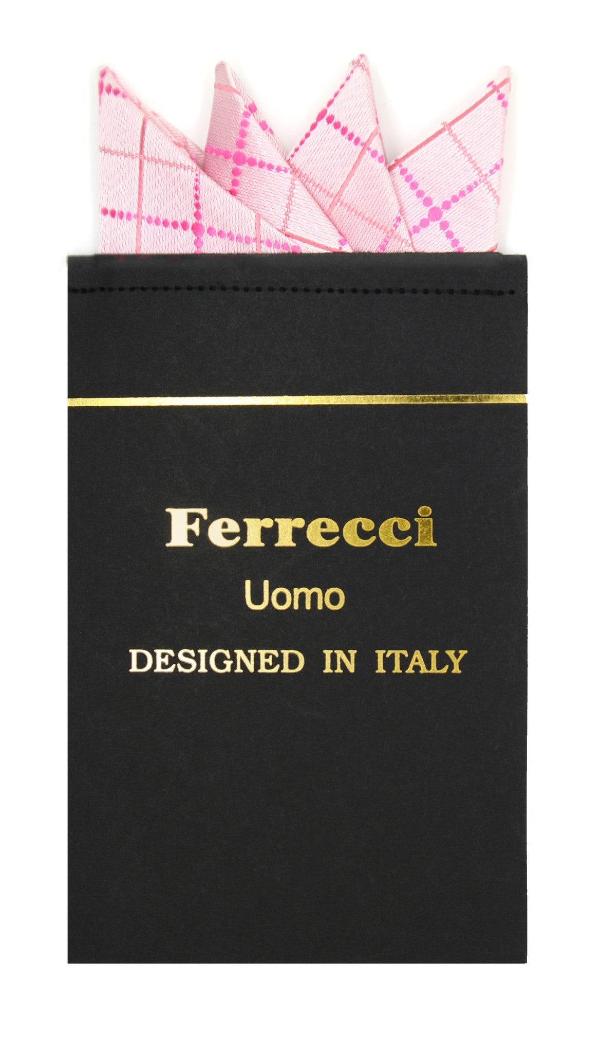Pre-Folded Microfiber Pink Geometric Handkerchief Pocket Square