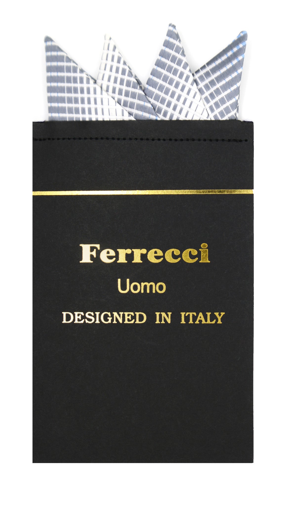 Pre-Folded Microfiber Silver Geometric Handkerchief Pocket Square