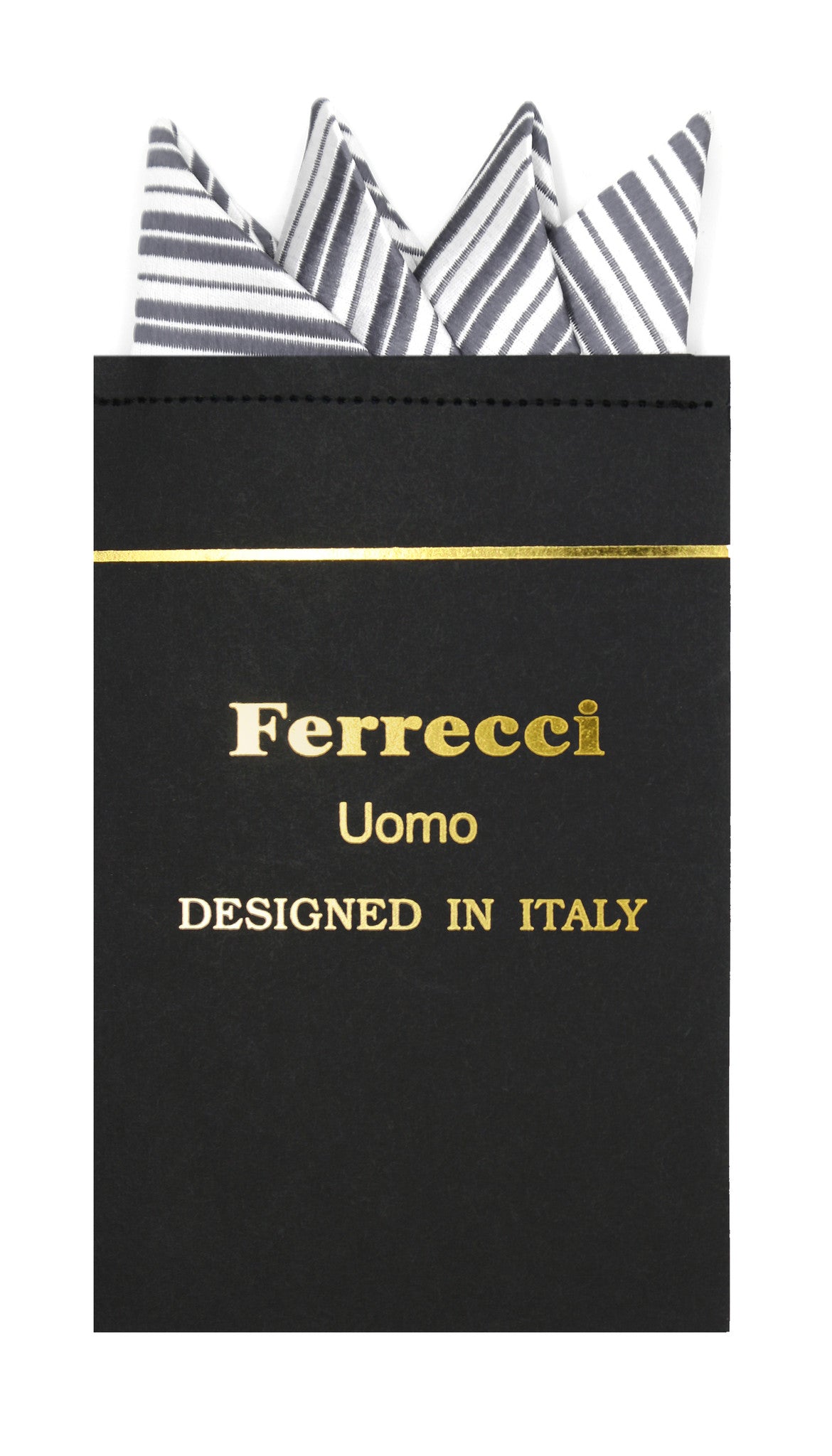 Pre-Folded Microfiber Dark Grey Stripe Handkerchief Pocket Square