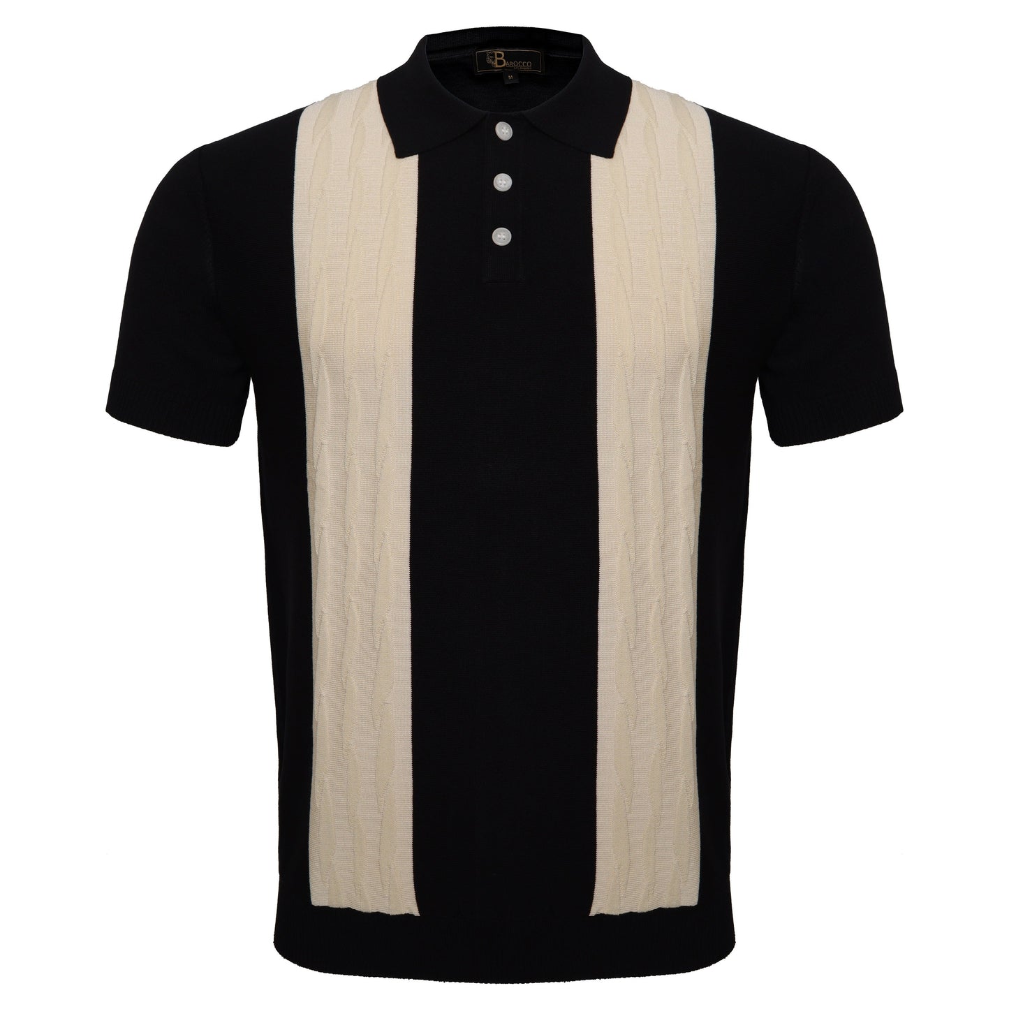 Men's Retro-Inspired Knitted Polo Shirt BLACK/WHITE - My Men's Shop