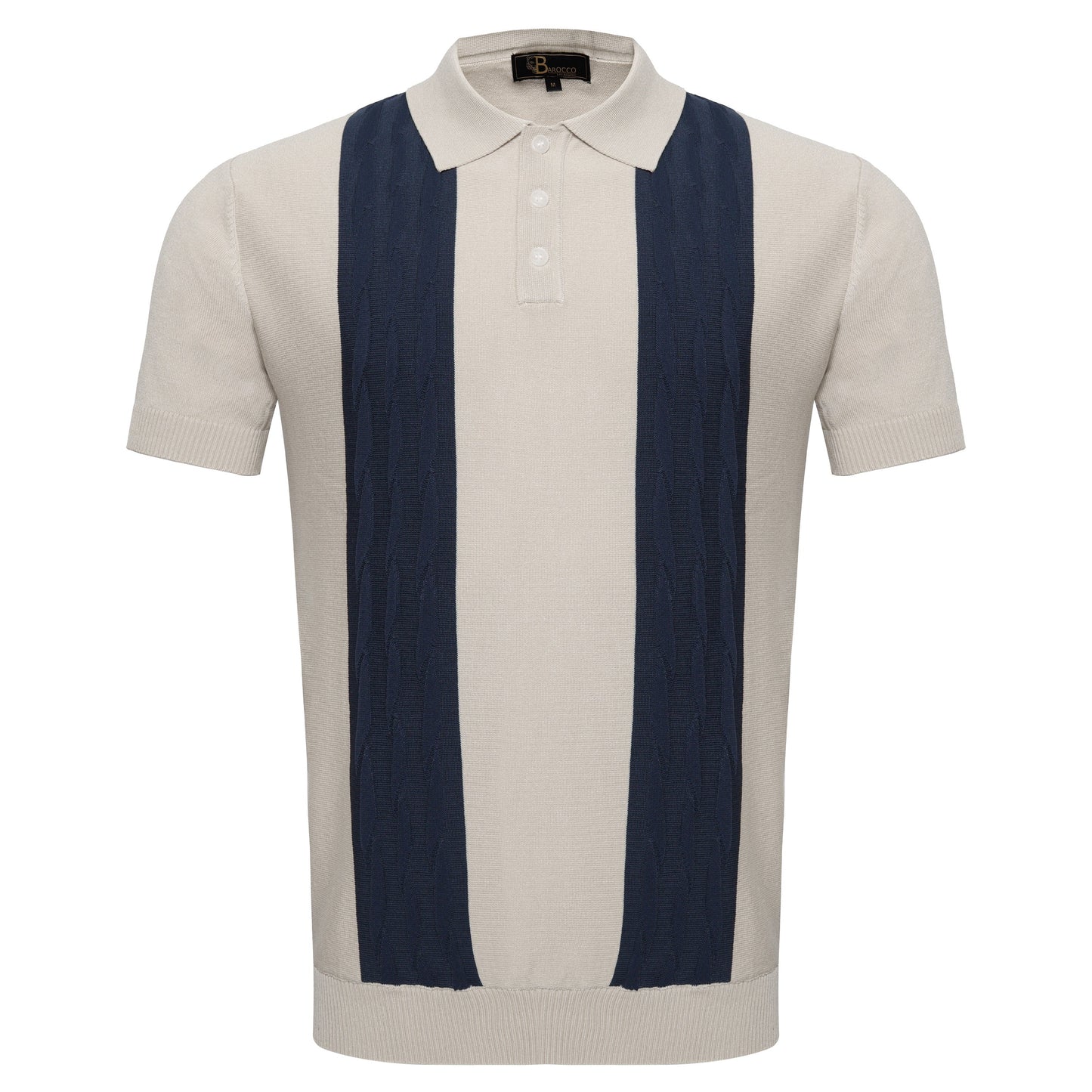 Men's Retro-Inspired Knitted Polo Shirt WHITE/NAVY - My Men's Shop