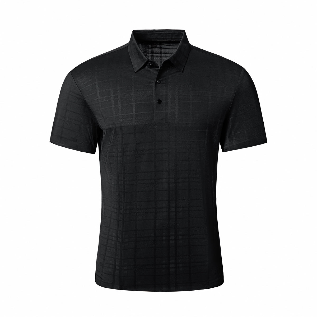 Shadow Plaid Stitchless Men's Polo Black - My Men's Shop