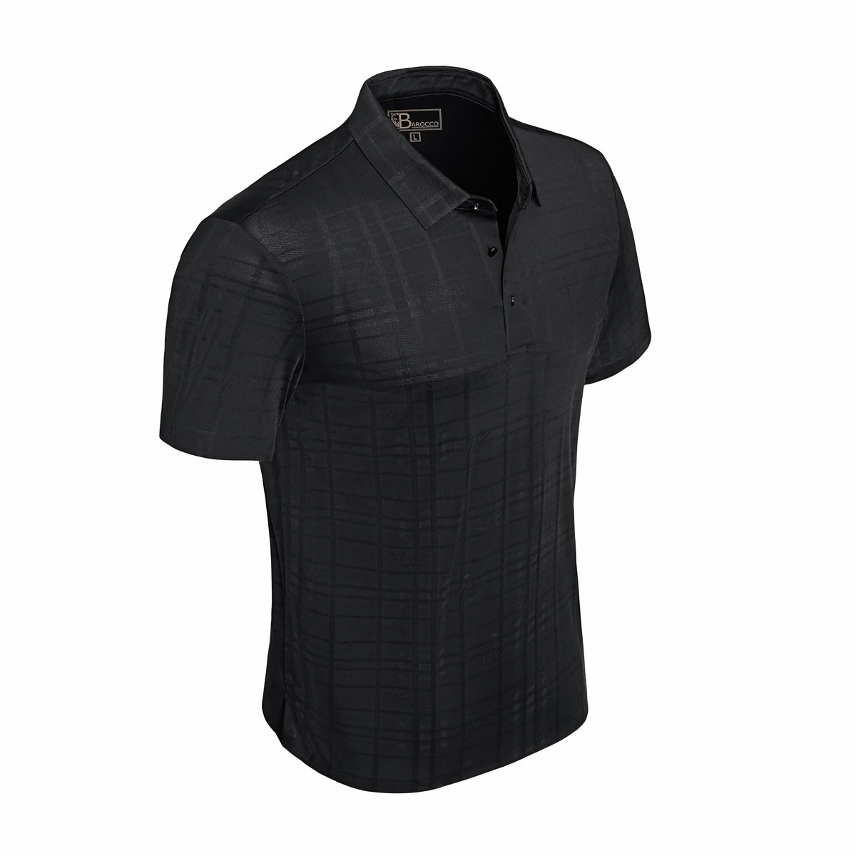 Shadow Plaid Stitchless Men's Polo Black - My Men's Shop